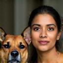 Priya R. and her well-behaved dog
